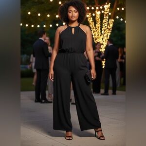 BCBGMAXAZRIA Black Halter Wide-Leg Jumpsuit - Like New! Worn US LARGE